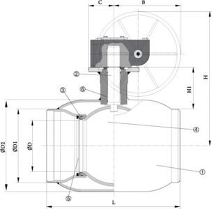 Шаровой приварной кран с редуктором W3530